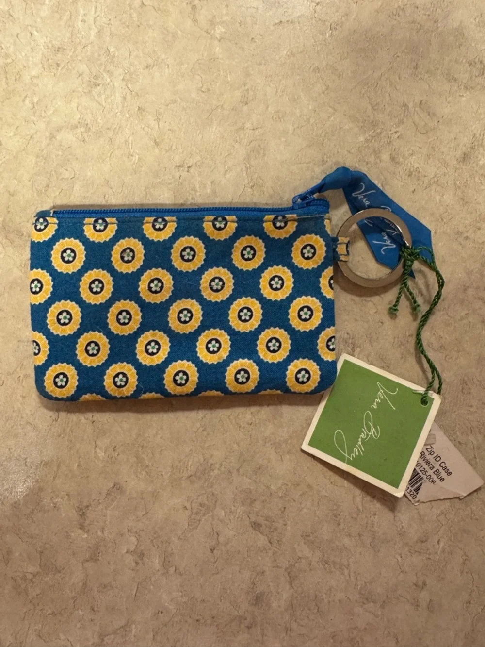 Vera Bradley Zip ID Case NWT – Riviera Blue Floral Wallet Keychain Holder